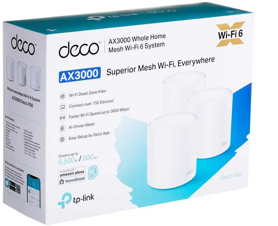 Maršrutizatorius TP-LINK Deco X50 (3 vnt.) AX3000, Baltos spalvos