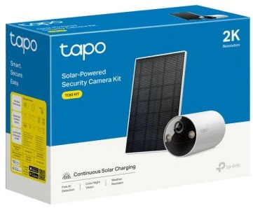 TP-Link kamera „Tapo TC82-KIT“ belaidė lauko apsaugos sistema, 2K 3MP, naktinio matymo, IP65 + TP-Link „Tapo“ saulės modulis 2,5 W, IP65, Juodas EU Baltas EU