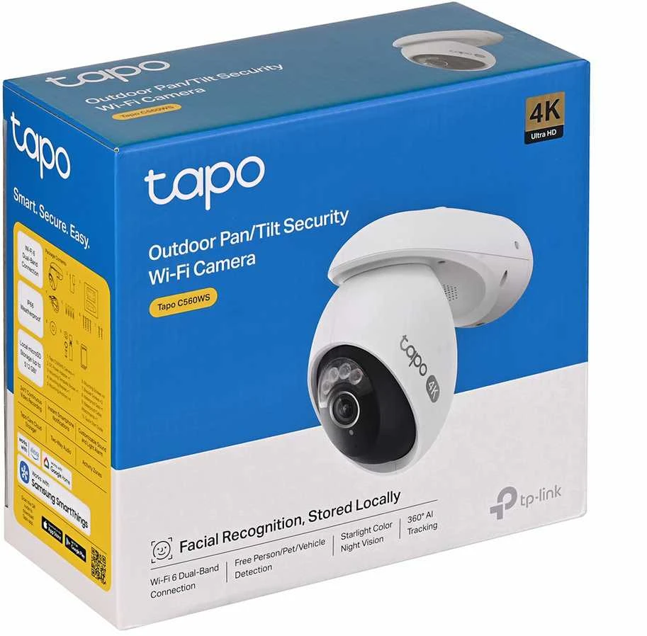 TP-LINK | Pakreipiama/sukama apsaugos Wi-Fi kamera | Tapo C560WS | Kupolinė | 8 MP | 4 mm / F1.6 | H.264 | „Micro SD“, maks. 512 GB