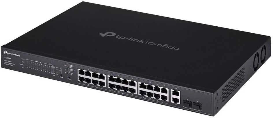 Šakotuvas TP-Link Omada ES228GMP tinklo komutatorius, valdomas L2 gigabito Ethernet (10/100/1000), maitinimas per Ethernet (PoE), Juodas