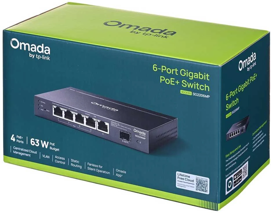 Maršrutizatorius TP-Link Omada SG2206MP tinklo komutatorius L2 gigabito Ethernet (10/100/1000) su maitinimu per Ethernet (PoE)