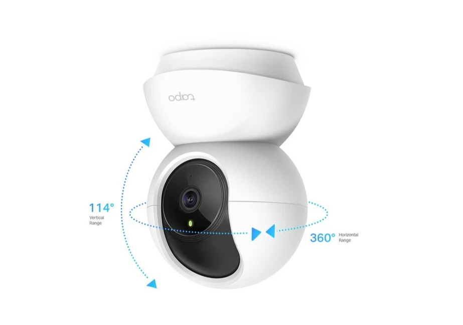 TP-LINK Pan/Tilt namų apsaugos WiFi kamera su dienos/nakties vaizdu, 1080p FHD, Micro SD kortelių talpa iki 128 GB, H.264 vaizdo įrašas, 360/114 žiūrėjimo kampas.