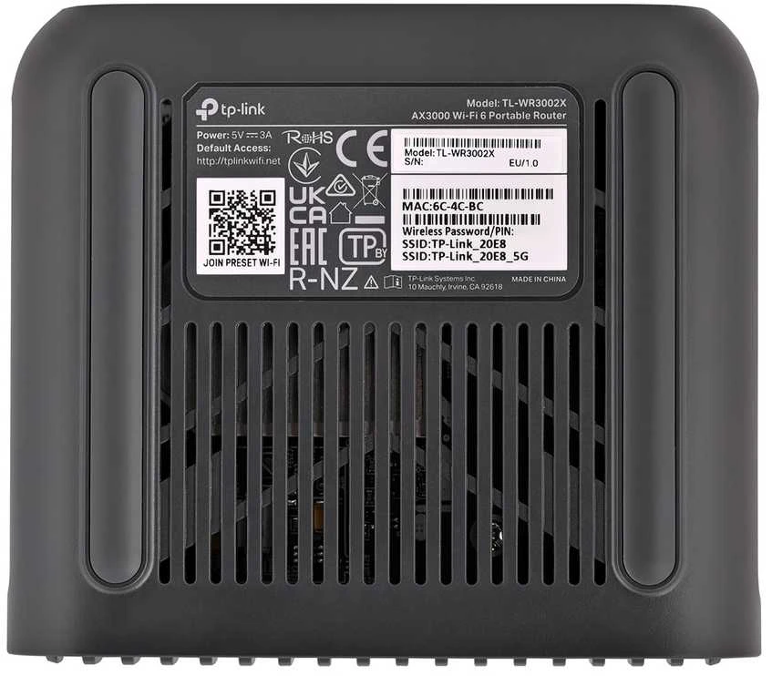 TP-LINK | AX3000 Wi-Fi 6 Portable Maršrutizatorius | TL-WR3002X | 802.11ax | 574/2402 Mbit/s | Ethernet LAN (RJ-45) jungtys 1 | Mesh Support No | MU-MiMO No | No mobile broadband