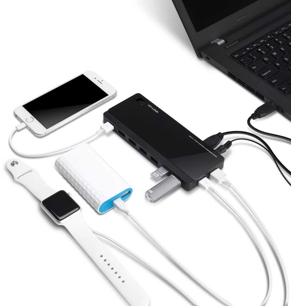Adapteris - USB Hub TP-Link UH720 9-Port USB 3.2 Gen 1 5000 Mbit/s Juodas