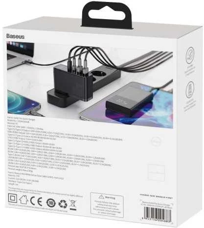 Greitas kelioninis Baseus GaN2 Pro įkroviklis 2x USB + 2x USB-C, 100W, EU (juodas)