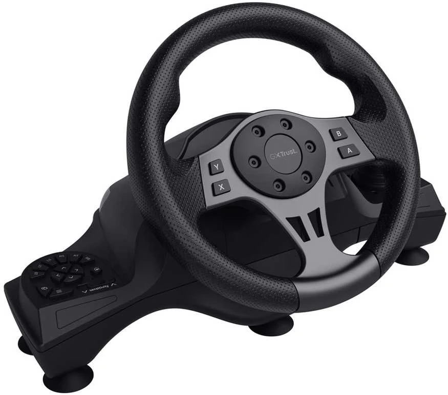 „Trust GXT 289 Movi Juodas“ USB vairas + pedalai, skirti „Nintendo Switch“, „PlayStation 4“, „XBOX One S“, „XBOX One X“, „XBOX Series S“, „XBOX Series X“