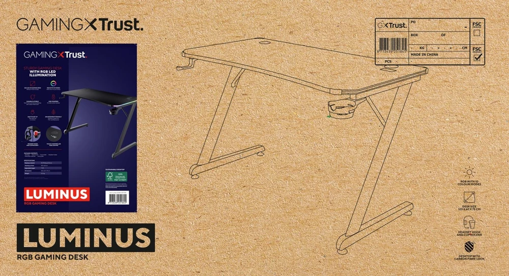 TRUST GXT709 LUMINUS RGB stalas (Juodas)