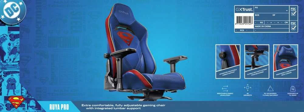 Žaidimų kėdė Trust GXT 721 Ruya Pro Superman, Mėlyna/raudona