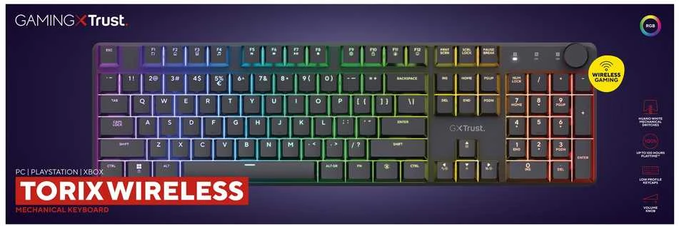 TRUST GXT 868 Torix Premium belaidė mechaninė žaidimų klaviatūra juoda