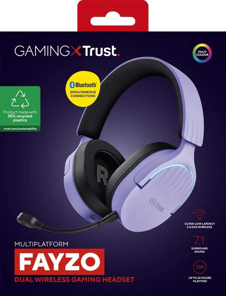 Trust GXT491P Fayzo Belaidės Ausinės Violetinė