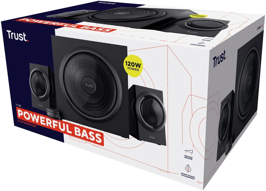 Kompiuterio kolonėlės Trust Yuri garsiakalbių komplektas 60 W Universal Juodas 2.1 kanalai 1 krypties 15 W