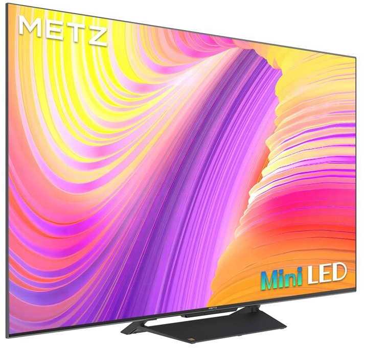 Televizorius Metz 65", UHD, Google TV, Juodas, miniLED 120Hz, DV IQ, 550/1000nits, DA, AV1, 2x15W, Energy F, BT5.1 WiFi5G, 3 HDMI 2.1, 2xUSB, 24 months