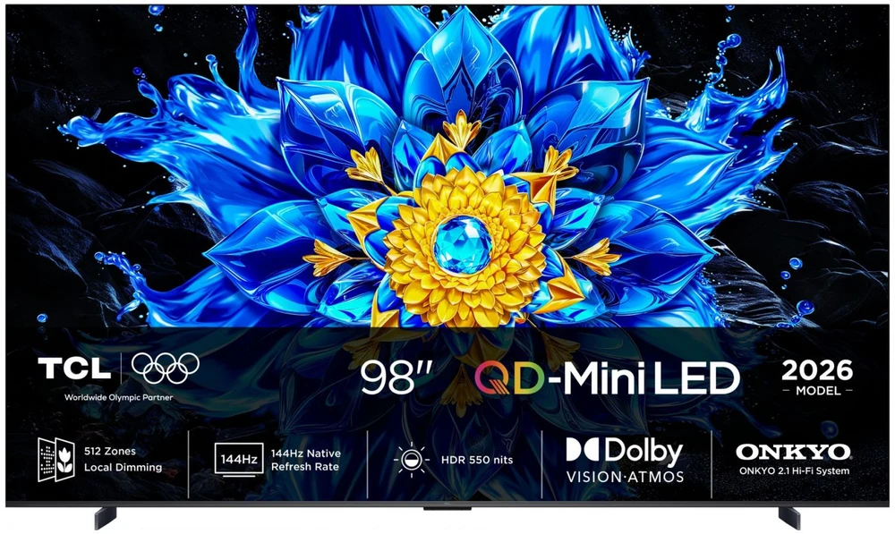Televizorius TCL P8L 98P8L TV 2.49 m (98") 4K Ultra HD Smart TV Wi-Fi Juodas 1000 cd/m²