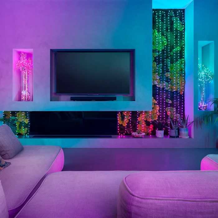 Lubinis šviestuvas „Twinkly Candies“ 100 perlų formos RGB šviesos diodų, skaidrus laidas, USB-C