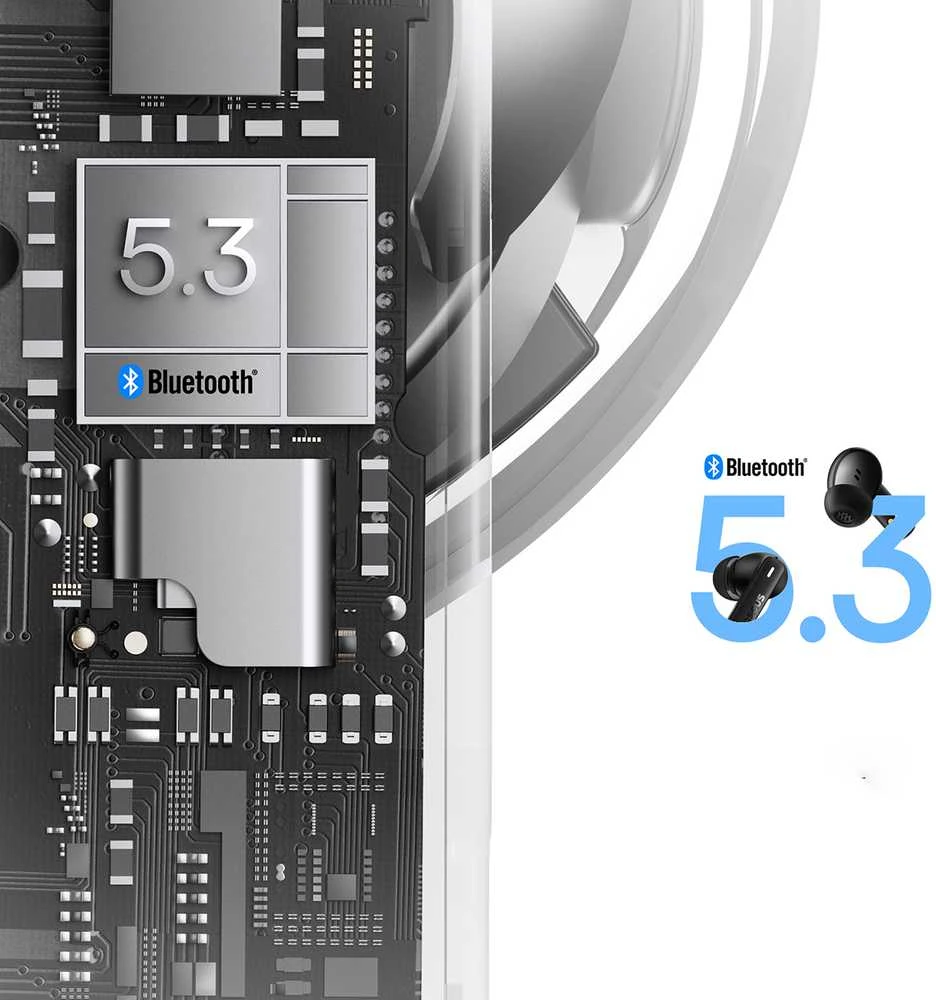 Baseus Belaidės Bluetooth 5.3 ausinės Bowie E19 su įkrovimo dėklu, juodos
