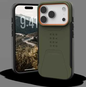 Urban Armor Gear Dėklas UAG Civilian Magsafe,Olive/Oranžinis - iPhone 17 Pro
