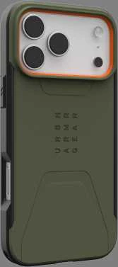 Dėklas Urban Armor Gear UAG Civilian Magsafe akiniai, alyvuogių/oranžiniai - iPhone 17 Pro Max