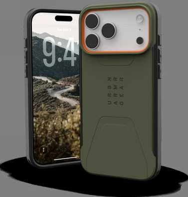 Dėklas Urban Armor Gear UAG Civilian Magsafe akiniai, alyvuogių/oranžiniai - iPhone 17 Pro Max