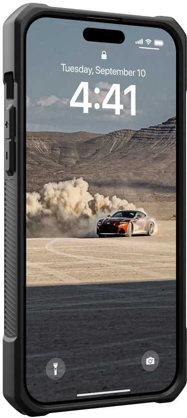 UAG Urban Armor Gear dėklas MONARCH, skirtas IPHONE 15 Plus, juodas, kevlarinis