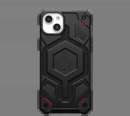 UAG Urban Armor Gear dėklas MONARCH, skirtas IPHONE 15 Plus, juodas, kevlarinis