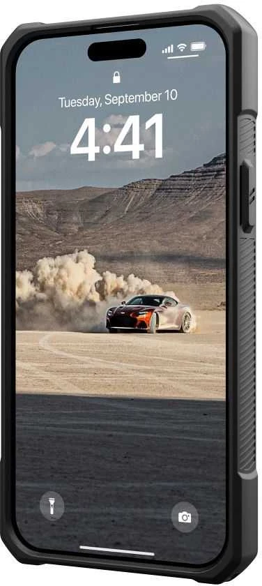 UAG Urban Armor Gear dėklas MONARCH, skirtas IPHONE 15 Plus, juodas, kevlarinis
