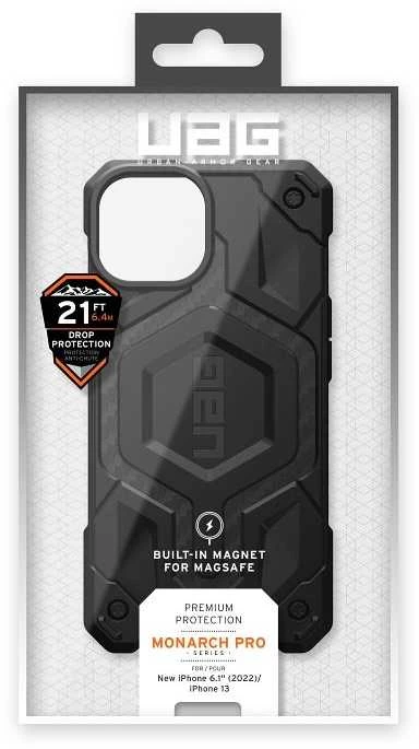 UAG Urban Armor Gear dėklas MONARCH, suderinamas su „MagSafe“, skirtas IPHONE 14 Plus, anglies pluošto