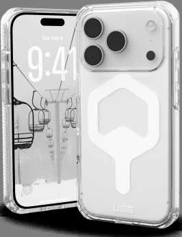 Urban Armor Gear UAG Plyo MagSafe dėklas, skirtas iPhone 17 Pro – skaidrus ir baltas