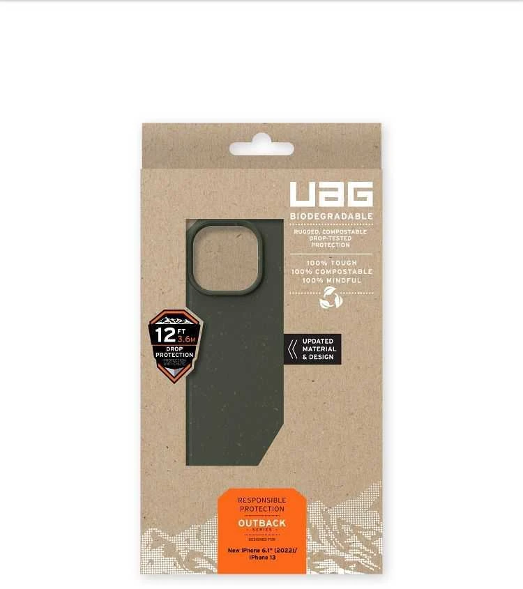 UAG Urban Armor Gear dėklas BIODEGRADABLE OUTBACK, skirtas IPHONE 14 Plus žalias
