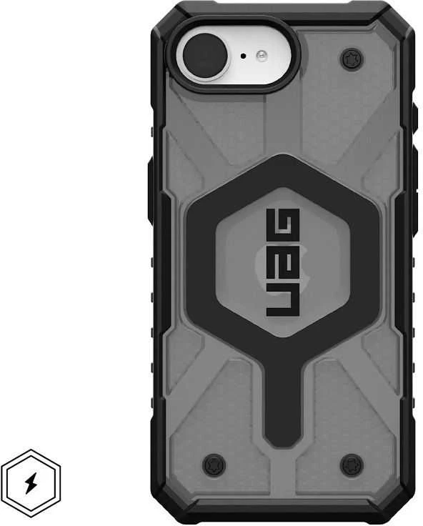Urban Armor Gear UAG Pathfinder Skaidrus MagSafe iPhone 16e dėklas – pilka/juoda