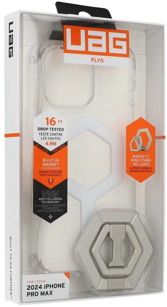 UAG Urban Armor Gear dėklas PLYO, suderinamas su MagSafe ir magnetiniu žiediniu stovu, skirtas IPHONE 16 Pro Max ledo baltas / titanas