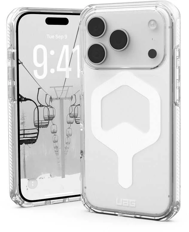 Urban Armor Gear UAG Plyo MagSafe dėklas, skirtas iPhone 17 Pro – skaidrus ir baltas