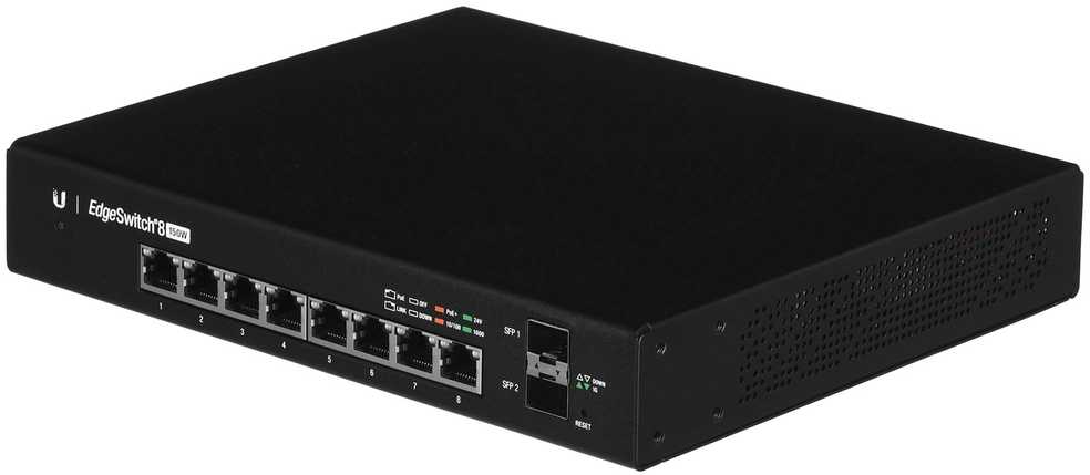 Šakotuvas UBIQUITI ES-8-150W Ubiquiti ES-8-150W 8 prievadų + 2xSFP Gigabit PoE jungiklis 24V/48V 802.3af/802.3at