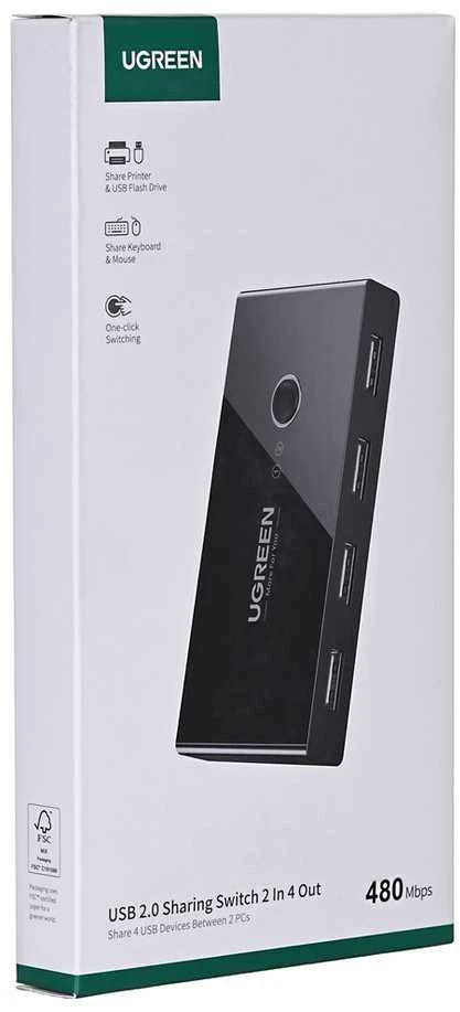 USB jungiklis KVM USB 2x4 UGREEN USB 2.0