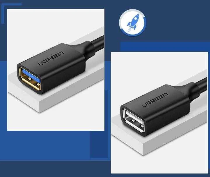 USB 3.0 kabelis UGREEN 10368B, vyriškas, 1 m (juodas)