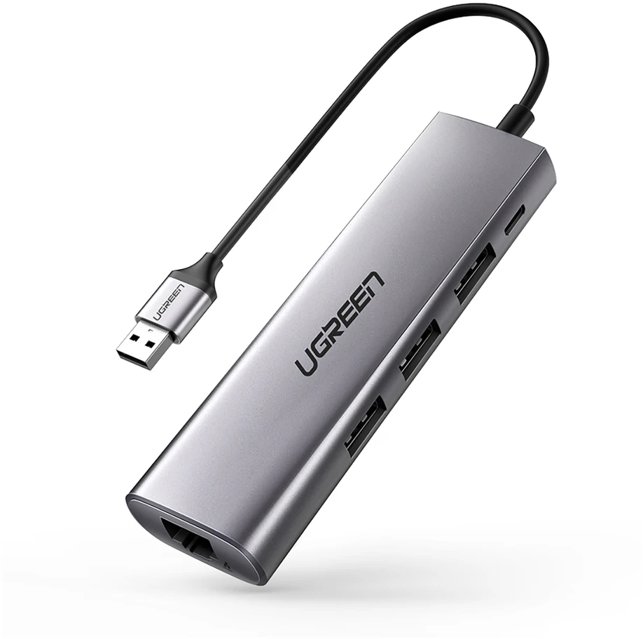 UGREEN CM266 adapteris yra 5in1 USB 3x USB 3.0 micro USB RJ45