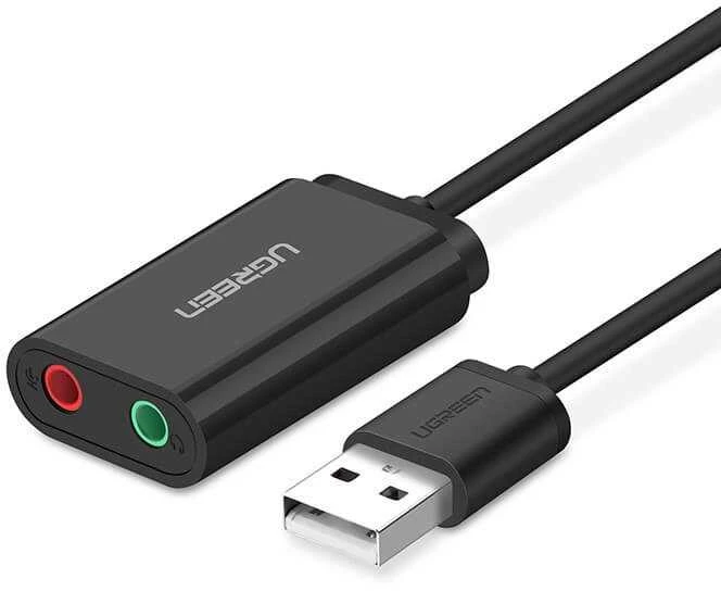 Išorinė USB garso plokštė UGREEN 15cm (juoda)