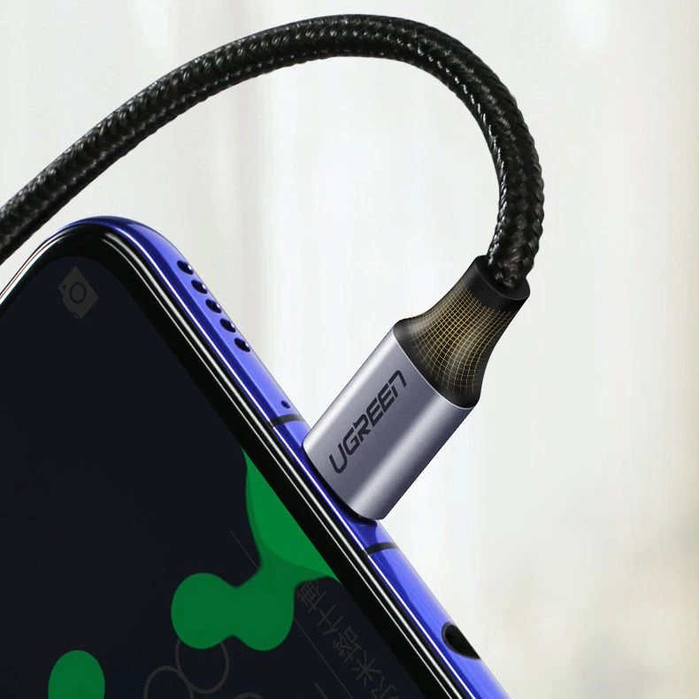 UGREEN US255 USB-C į USB-C alkūninis kabelis, 3A, 60W, 2m (juodas)