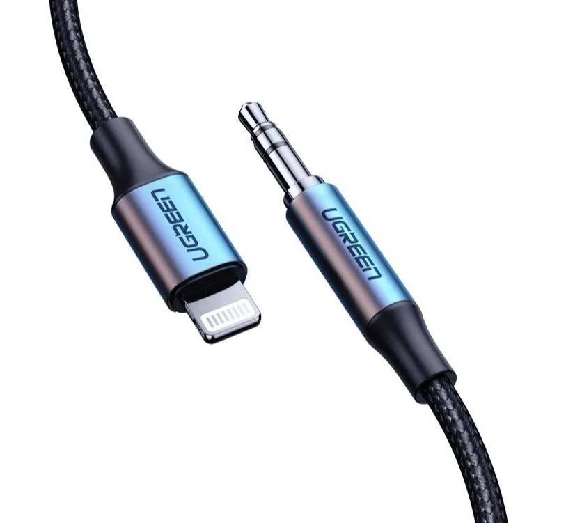 Ugreen kabelis AUX MFI Lightning garso laidas - 3,5 mm mini lizdas, 1 m pilkas (70509)