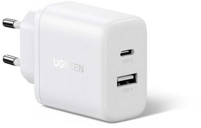 Ugreen X227 20W GaN Laidinis įkroviklis 1x USB-A 1x USB-C - baltos spalvos