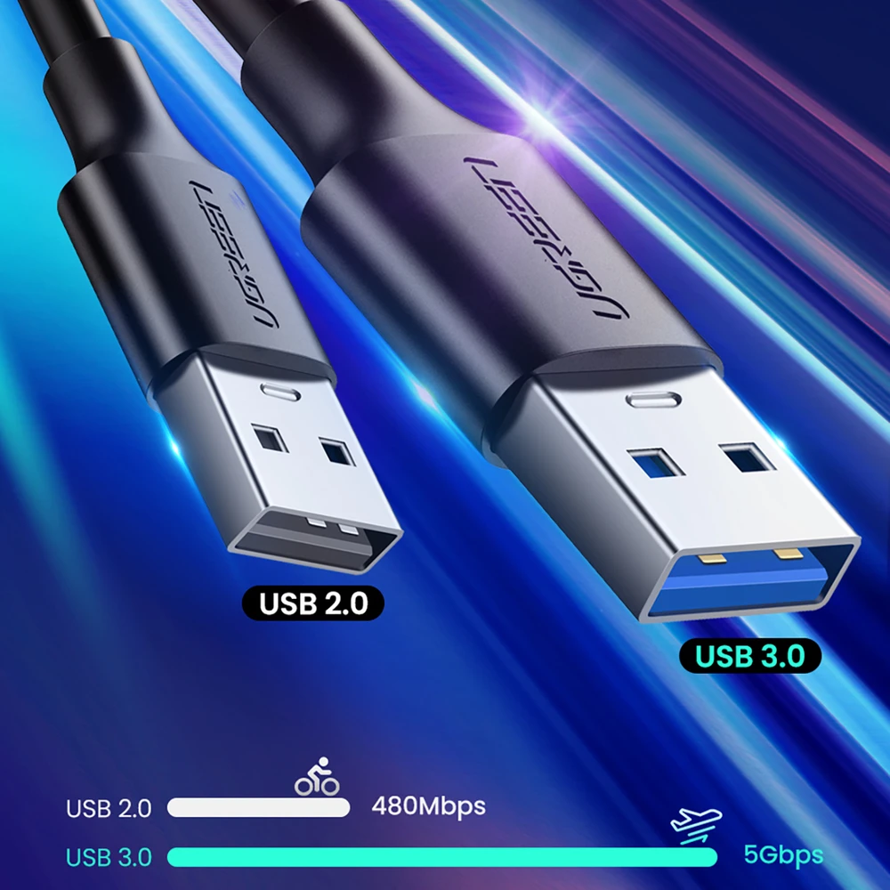 Ugreen US184 20882 USB-A 3.0 / USB-C 3A kabelis 1m – juodos spalvos