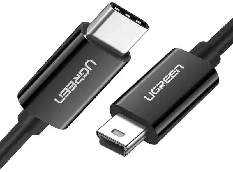 Ugreen US242 USB-C (male) / mini USB (male) kabelis 1 m - juodos spalvos