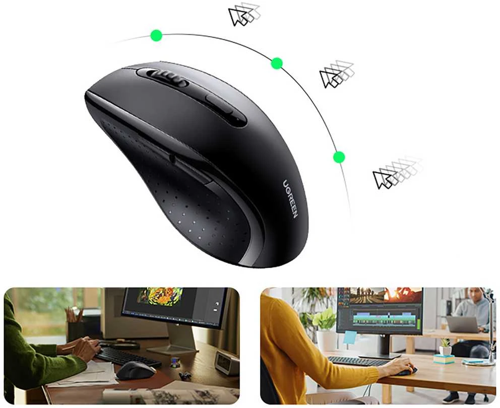 Ugreen Belaidė kompiuterinė pelė 2.4GHz, juoda