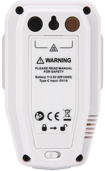 Temperatūros ir drėgmės duomenų kaupiklis, -40 ~ 85C, 0%~100% RH, 64000 taškų, IP54, Bluetooth, UNI-T