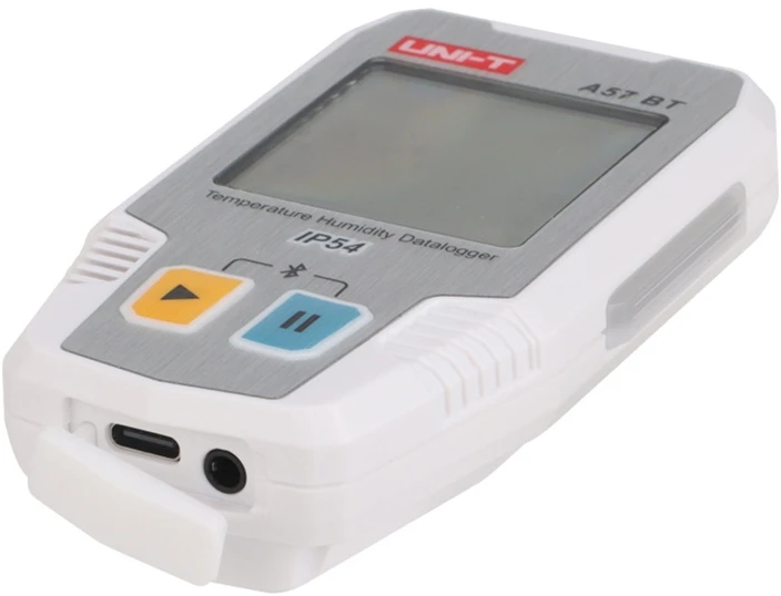 Temperatūros ir drėgmės duomenų kaupiklis, -40 ~ 85C, 0%~100% RH, 64000 taškų, IP54, Bluetooth, UNI-T