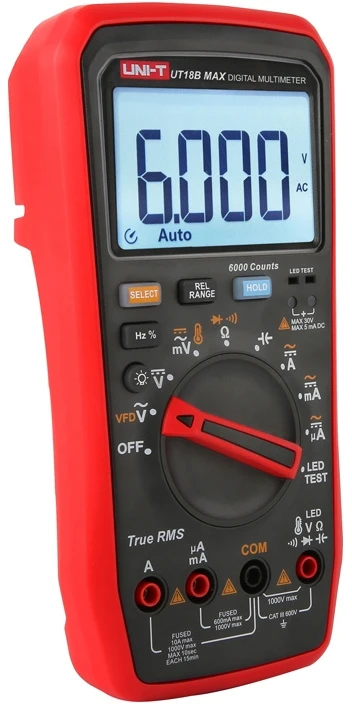 Įrankis - Uni-T True RMS UT18B MAX Skaitmeninis Multimetras 1000V, 10A, -55°C iki 500°C Juodas/Raudonas