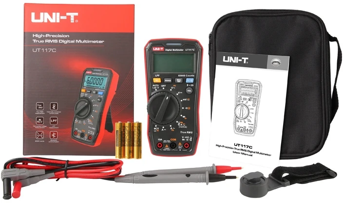 Didelio tikslumo skaitmeninis multimetras AC/DC 600V; AC/DC 10A; 50kHz; 40MΩ; 1000uF; LoZ; LPF; NCV; 60000; True RMS; BT, UNI-T