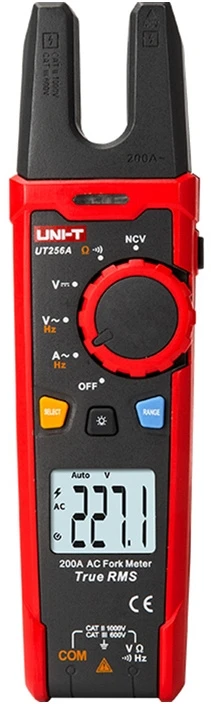 Šakutės tipo srovės matavimo replės CAT II 1000V, CAT III 600V; DC/AC 1000V; AC 200A; 60MΩ; 10KHz; NCV; TRMS; UNI-T