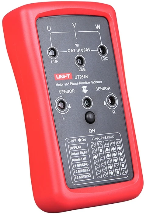 Fazių sekos ir variklio sukimosi krypties testeris ; 90÷600VAC; 15÷400Hz; IP40; CAT III 600V, UNI-T