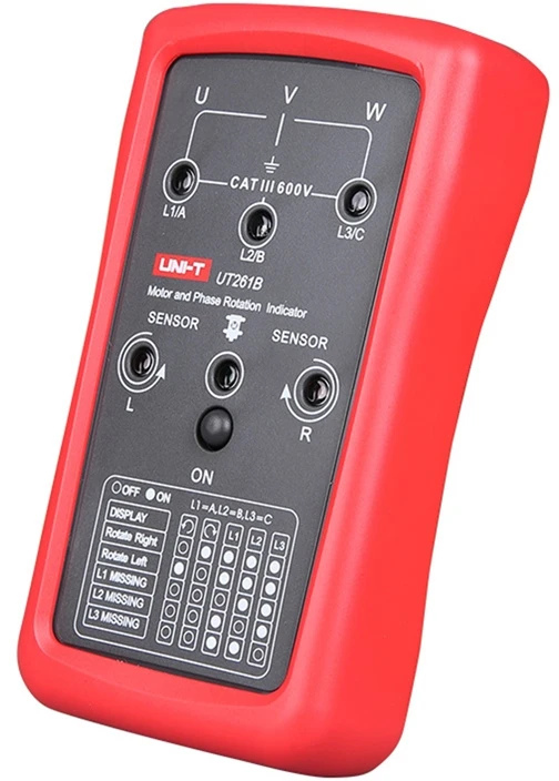 Fazių sekos ir variklio sukimosi krypties testeris ; 90÷600VAC; 15÷400Hz; IP40; CAT III 600V, UNI-T