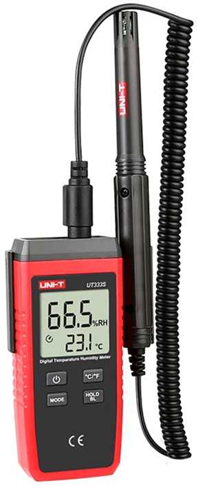 Uni-t termo-higrometras; 1x/s; -10÷60°C; 0÷100% sant. oro drėgmės; °C,°F